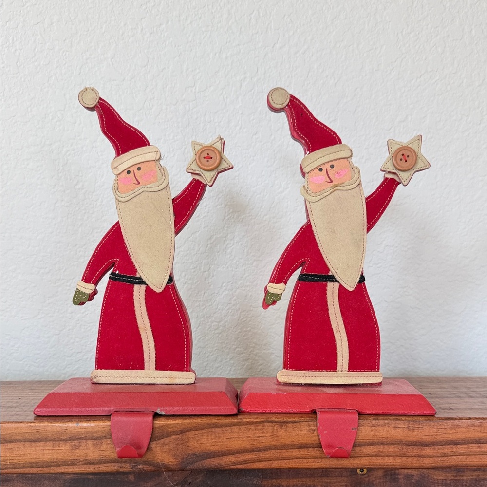 Festive Santa Stocking Holders - Red and Cream